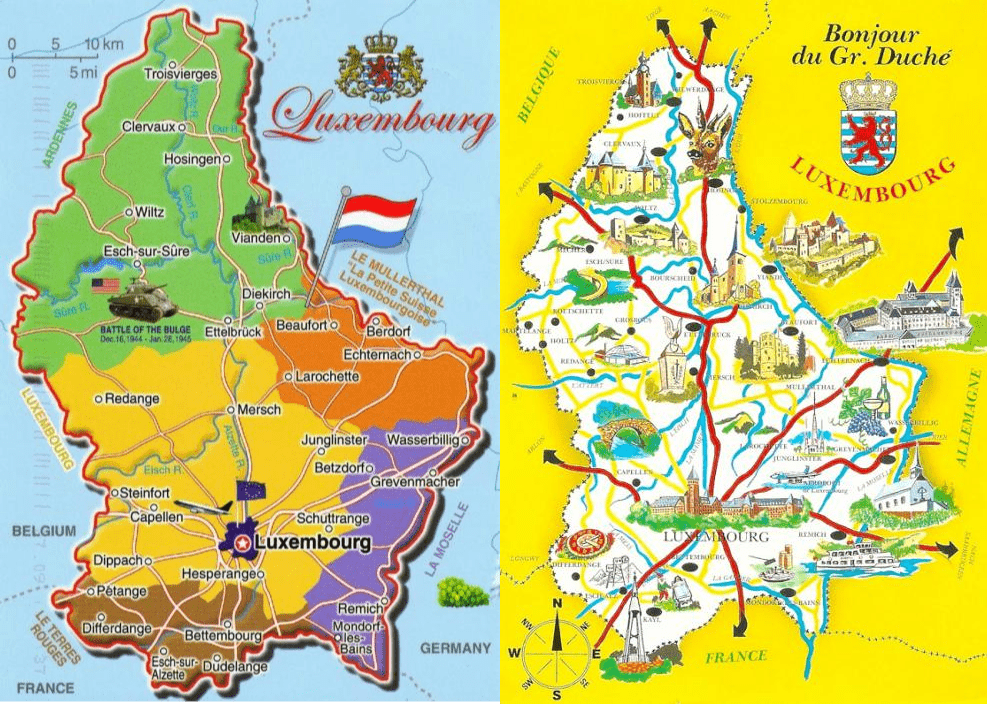 Карта достопримечательностей Люксембурга